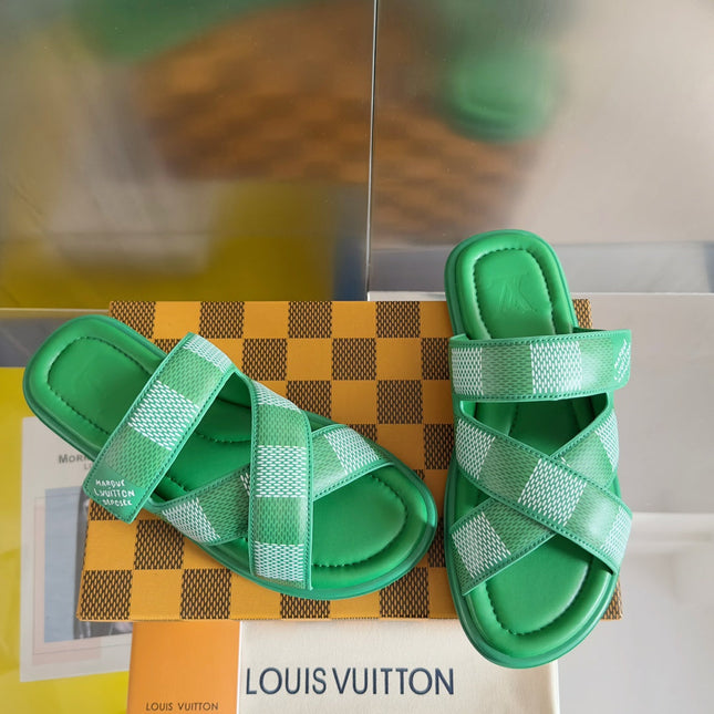 LV VENICE MULE SLIDE SANDALS MONOGRAM KELLY GREEN