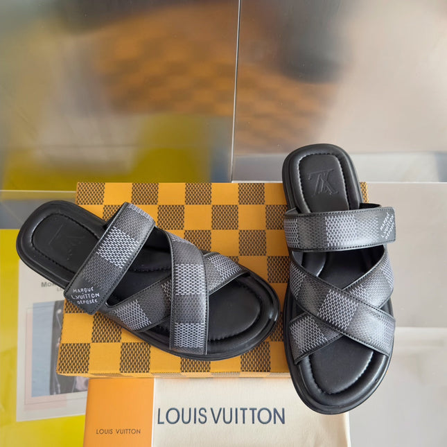 LV VENICE MULE SLIDE SANDALS MONOGRAM BLACK