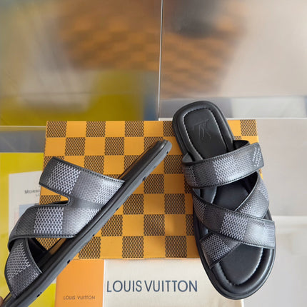 LV VENICE MULE SLIDE SANDALS MONOGRAM BLACK