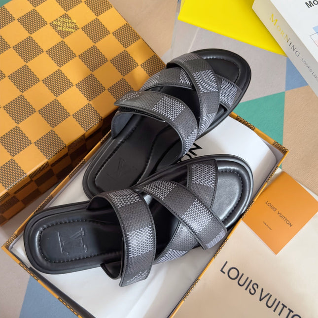 LV VENICE MULE SLIDE SANDALS MONOGRAM BLACK