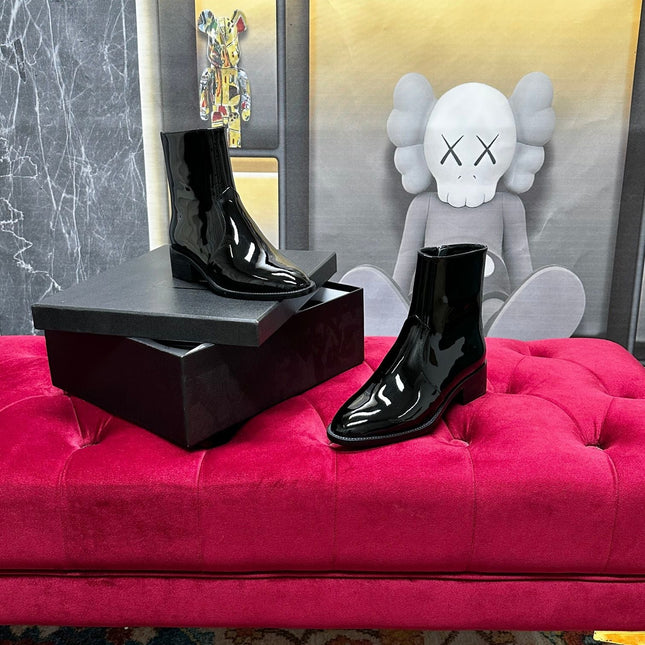 SL YVES NEW BOOTS BLACK POLISHED CALFSKIN