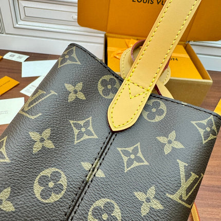 ALL IN BB BAG 18 IN BROWN MONOGRAM COATED CANVAS AND CALFSKIN
