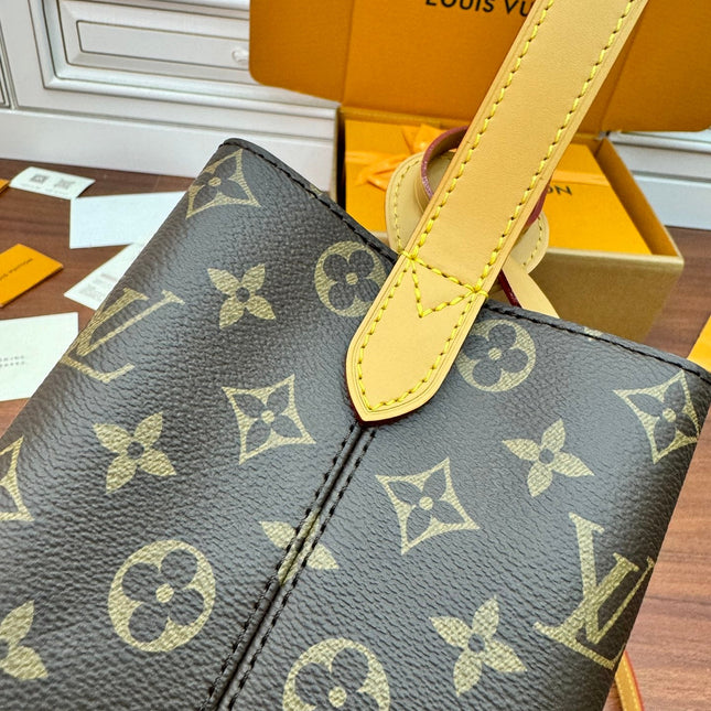 ALL IN BB BAG 18 IN BROWN MONOGRAM COATED CANVAS AND CALFSKIN