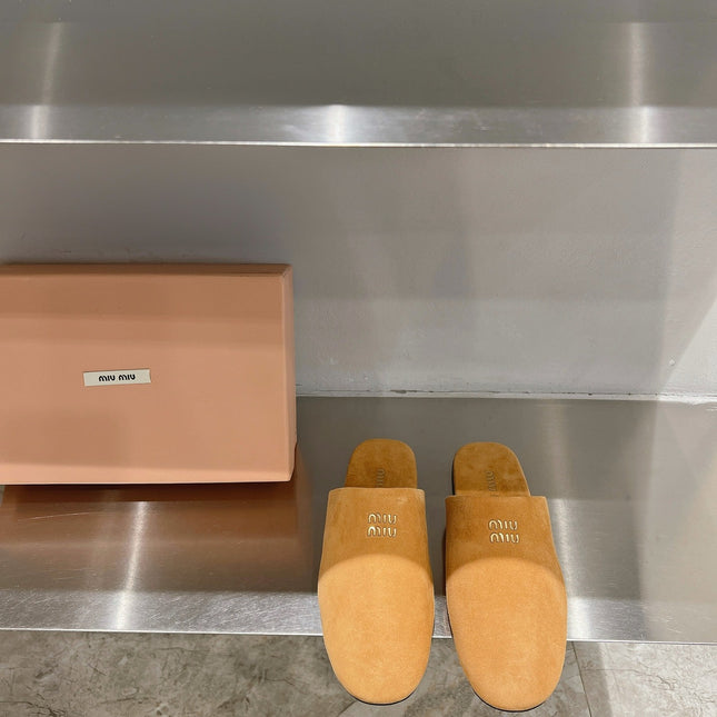 Mules Slippers Copper Color Lambskin