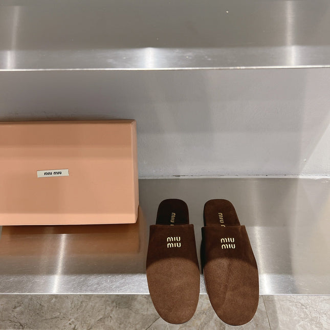 Mules Slippers Pecan Color Lambskin