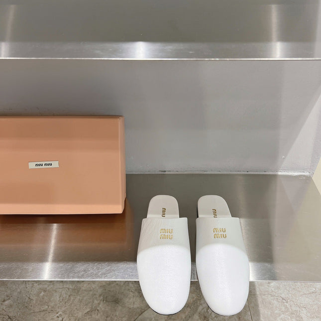Mules Slippers White Lambskin
