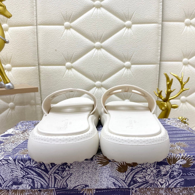 DIOR FLAT SLIDES 25S IN WHITE TPU