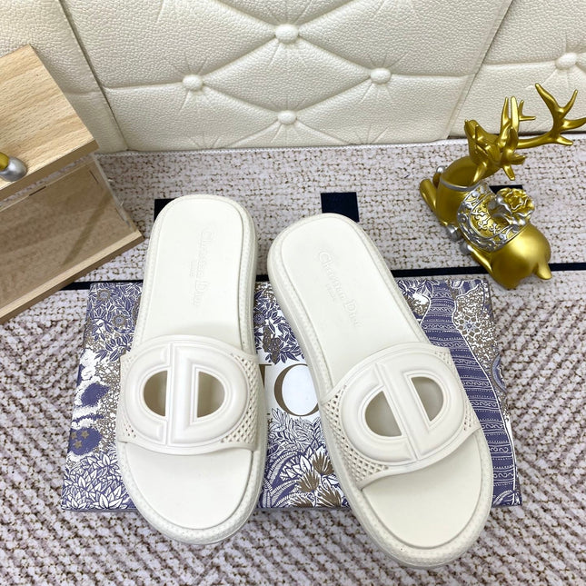 DIOR FLAT SLIDES 25S IN WHITE TPU