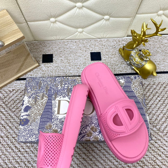 DIOR FLAT SLIDES 25S IN PINK TPU