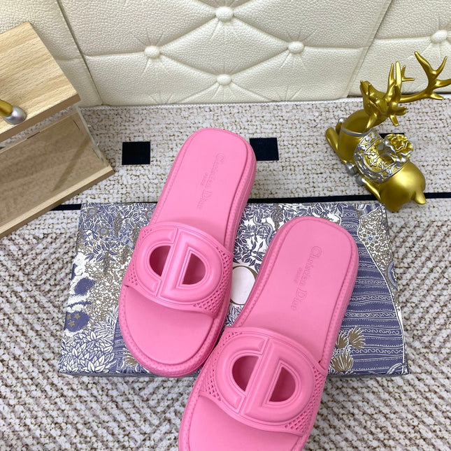 DIOR FLAT SLIDES 25S IN PINK TPU