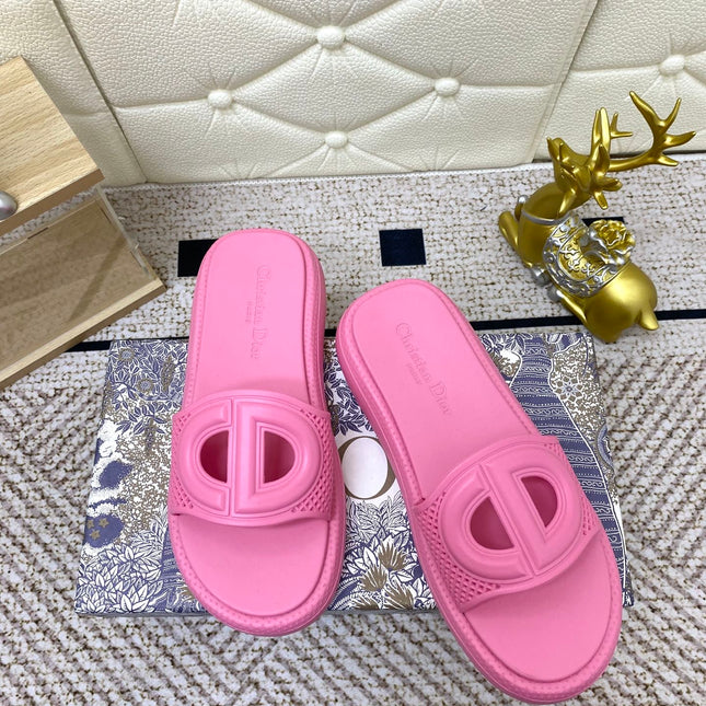 DIOR FLAT SLIDES 25S IN PINK TPU
