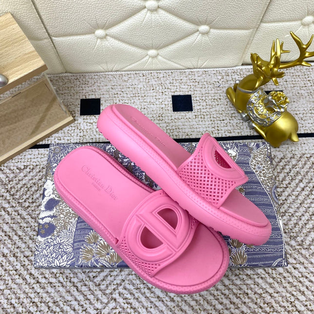 DIOR FLAT SLIDES 25S IN PINK TPU