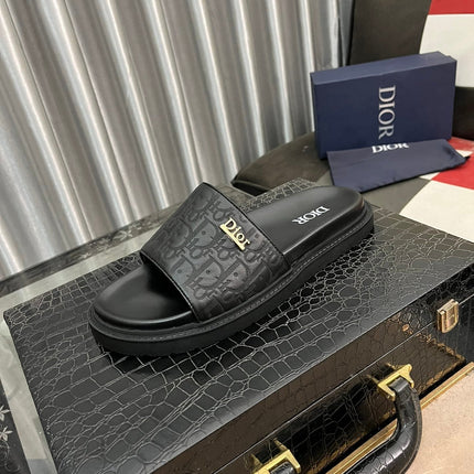 CD AQUA SLIDE SANDAL BLACK MONOGRAM CALFSKIN