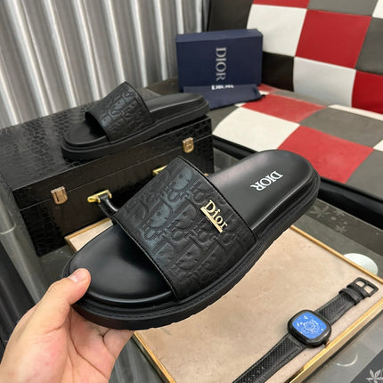 CD AQUA SLIDE SANDAL BLACK MONOGRAM CALFSKIN