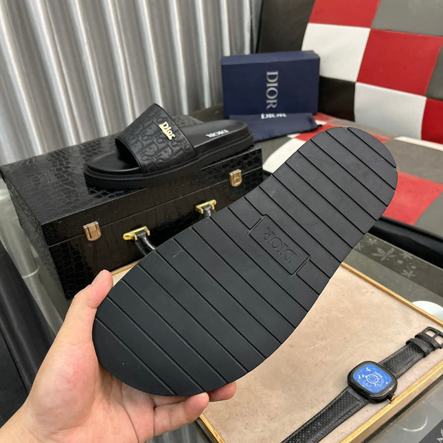 CD AQUA SLIDE SANDAL BLACK MONOGRAM CALFSKIN