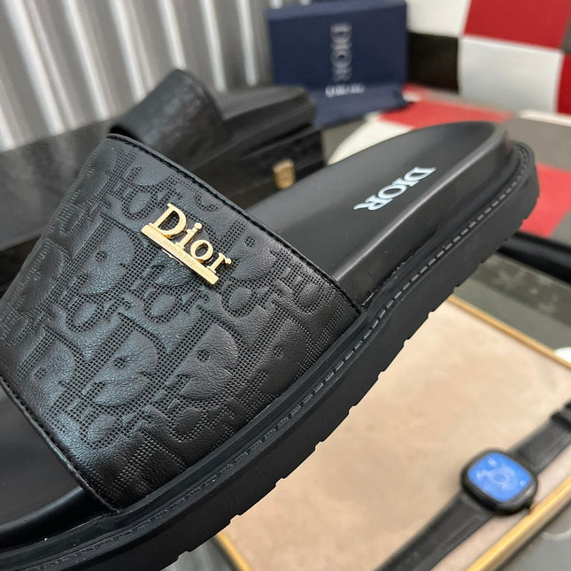 CD AQUA SLIDE SANDAL BLACK MONOGRAM CALFSKIN