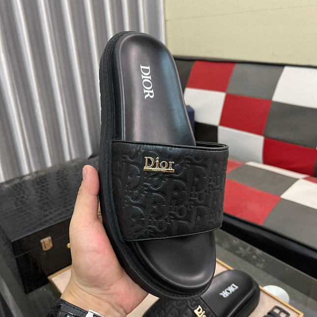 CD AQUA SLIDE SANDAL BLACK MONOGRAM CALFSKIN