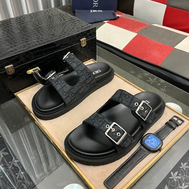 CD AQUA BUCKLE SANDAL BLACK JACQUARD