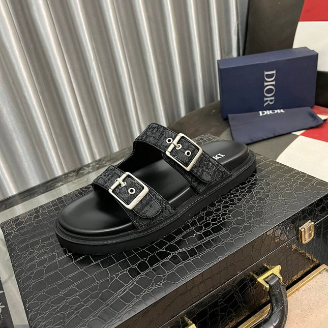 CD AQUA BUCKLE SANDAL BLACK JACQUARD
