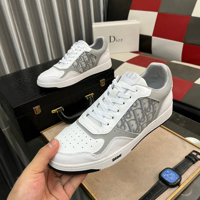 CD B27 LOW-TOP SNEAKER WHITE AND GRAY CALFSKIN