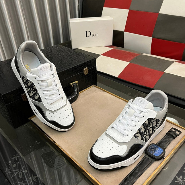 CD B27 LOW-TOP SNEAKER BLACK-WHITE-GRAY CALFSKIN
