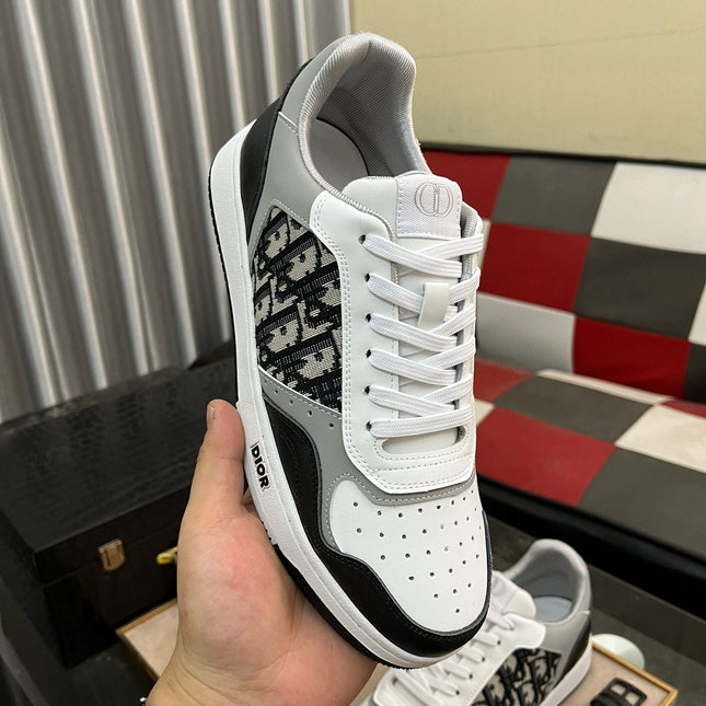 CD B27 LOW-TOP SNEAKER BLACK-WHITE-GRAY CALFSKIN