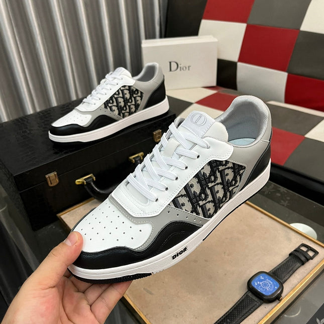 CD B27 LOW-TOP SNEAKER BLACK-WHITE-GRAY CALFSKIN