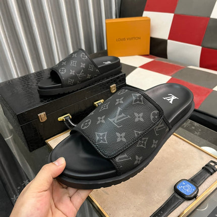 WATERFRONT MULE IN BLACK MONOGRAM RUBBER