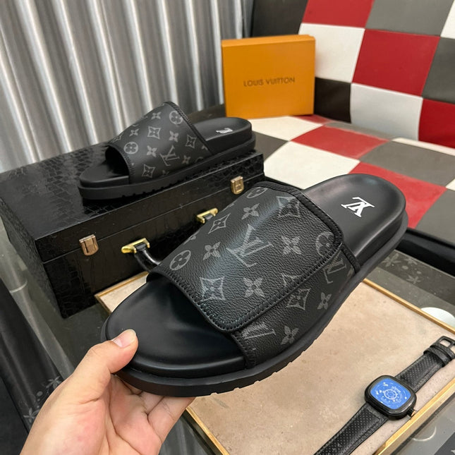 WATERFRONT MULE IN BLACK MONOGRAM RUBBER