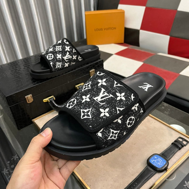 MIAMI MULE IN BLACK MIX WHITE MONOGRAM JACQUARD