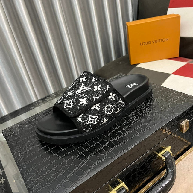 MIAMI MULE IN BLACK MIX WHITE MONOGRAM JACQUARD