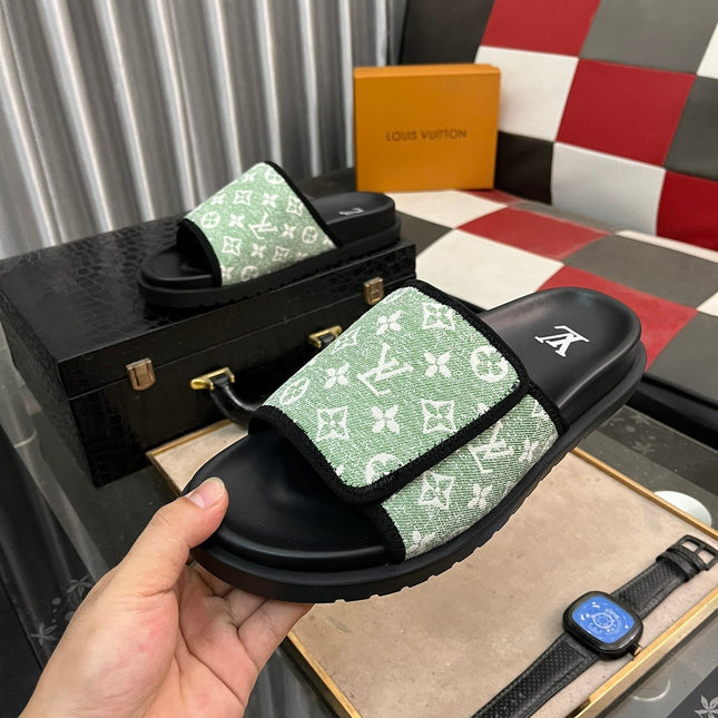 MIAMI MULE IN LIGHT GREEN MONOGRAM JACQUARD