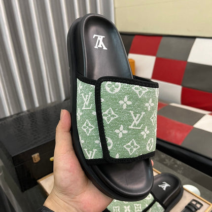 MIAMI MULE IN LIGHT GREEN MONOGRAM JACQUARD
