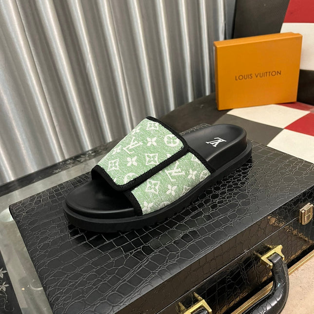 MIAMI MULE IN LIGHT GREEN MONOGRAM JACQUARD