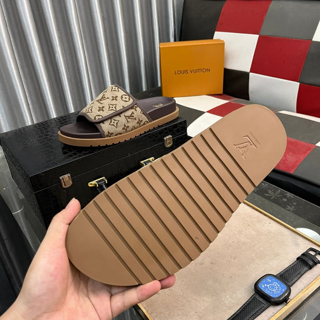 MIAMI MULE IN PEANUT BROWN MONOGRAM JACQUARD