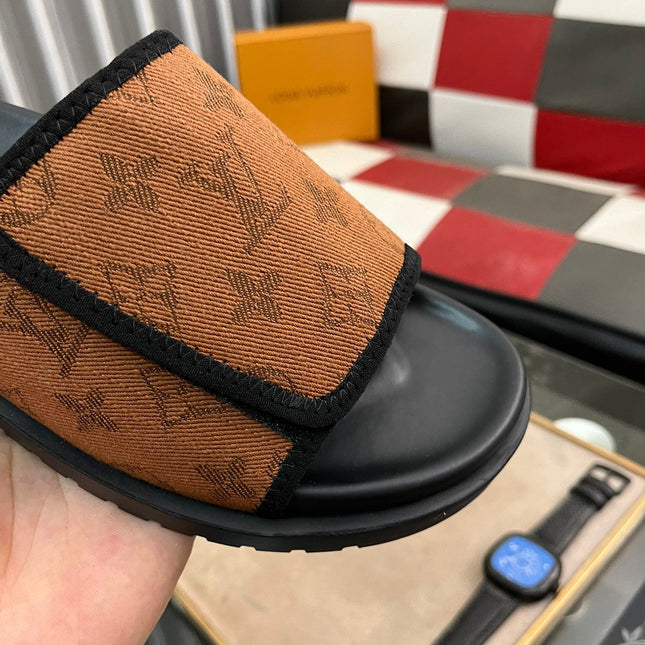 MIAMI MULE IN RUSSET BROWN MONOGRAM JACQUARD