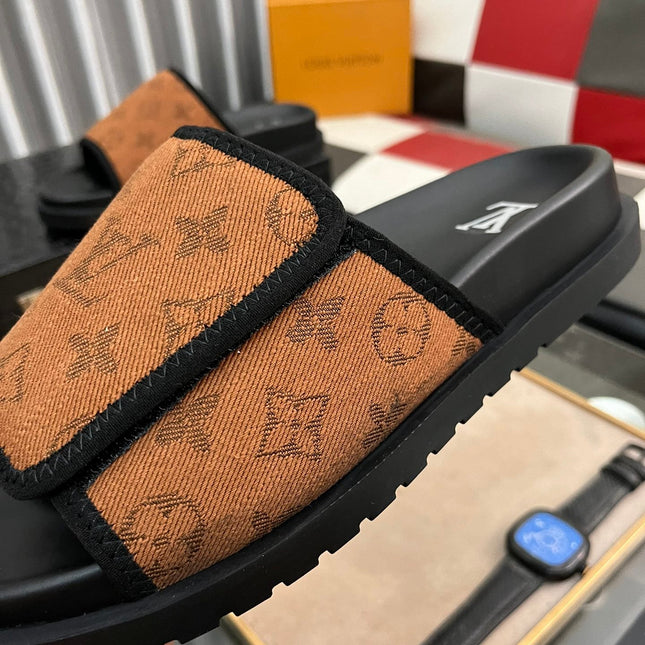 MIAMI MULE IN RUSSET BROWN MONOGRAM JACQUARD