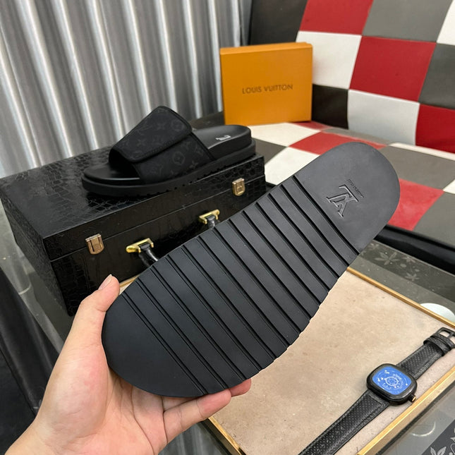 MIAMI MULE IN BLACK MONOGRAM JACQUARD