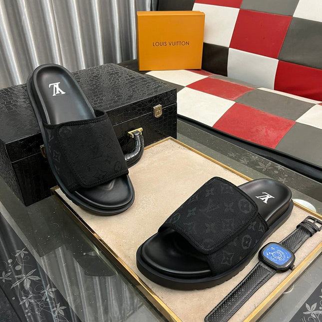 MIAMI MULE IN BLACK MONOGRAM JACQUARD