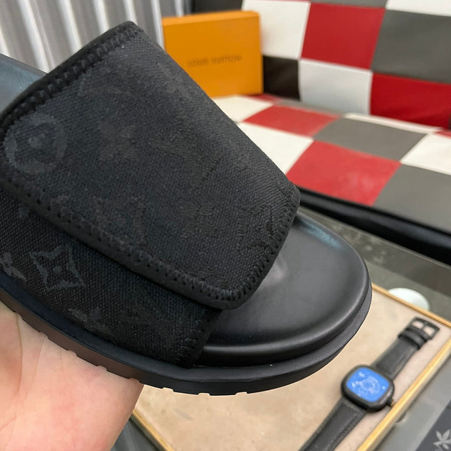 MIAMI MULE IN BLACK MONOGRAM JACQUARD