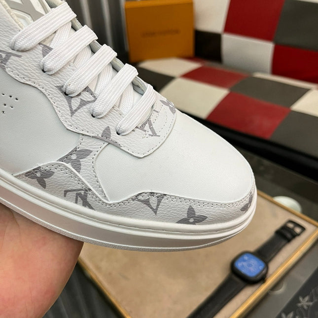 LV CLASSIC TRAINER SHOES IN WHITE MONOGRAM CALFKSIN AND SUEDE