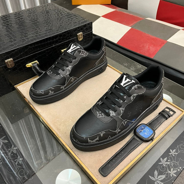 LV CLASSIC TRAINER SHOES IN BLACK CALFKSIN AND SUEDE
