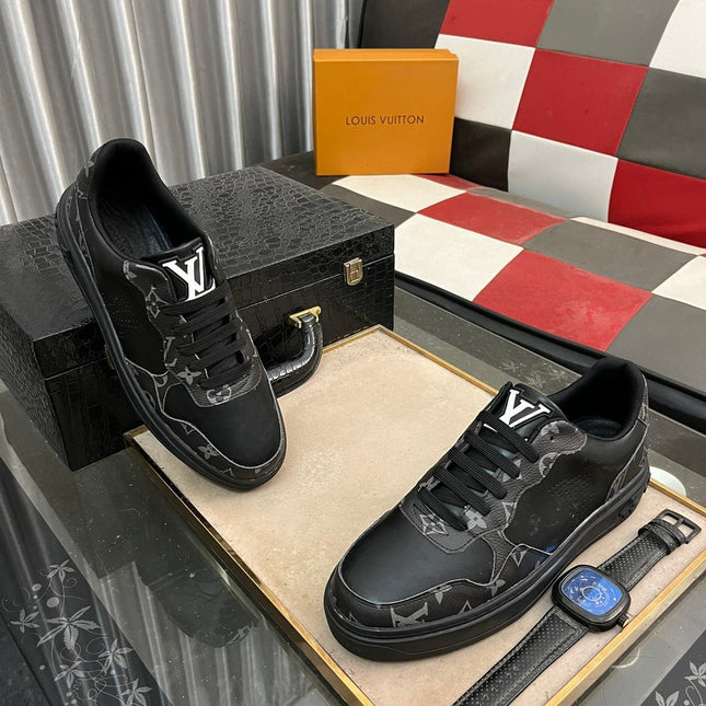 LV CLASSIC TRAINER SHOES IN BLACK CALFKSIN AND SUEDE