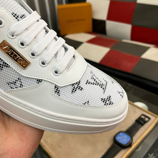LV CLASSIC TRAINERS WHITE MESH AND CALFSKIN