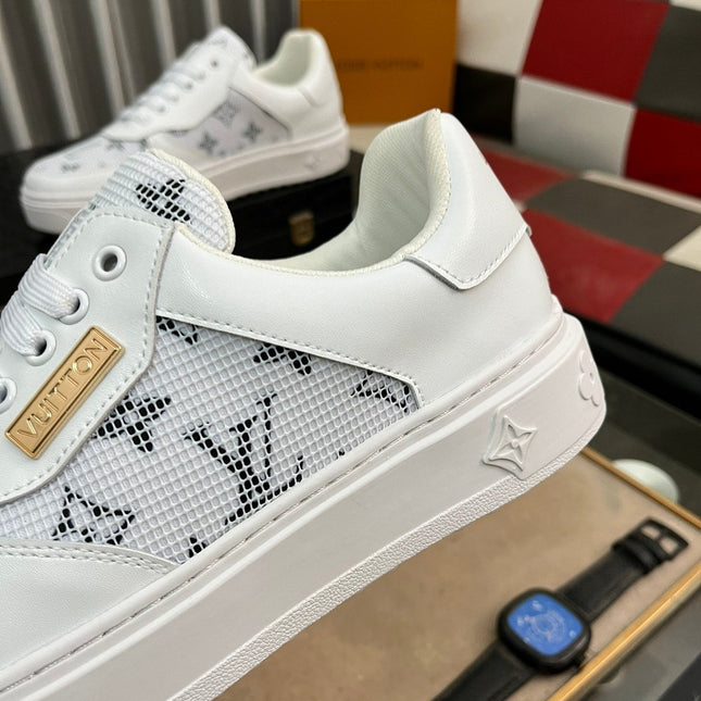 LV CLASSIC TRAINERS WHITE MESH AND CALFSKIN