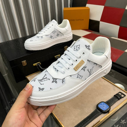 LV CLASSIC TRAINERS WHITE MESH AND CALFSKIN