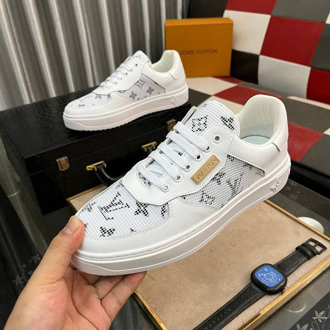LV CLASSIC TRAINERS WHITE MESH AND CALFSKIN