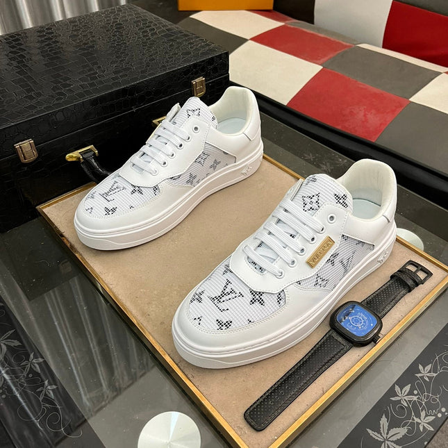 LV CLASSIC TRAINERS WHITE MESH AND CALFSKIN