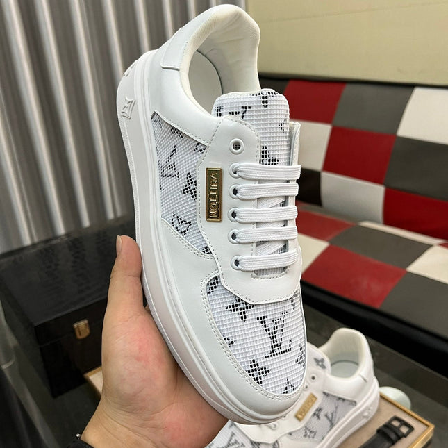 LV CLASSIC TRAINERS WHITE MESH AND CALFSKIN