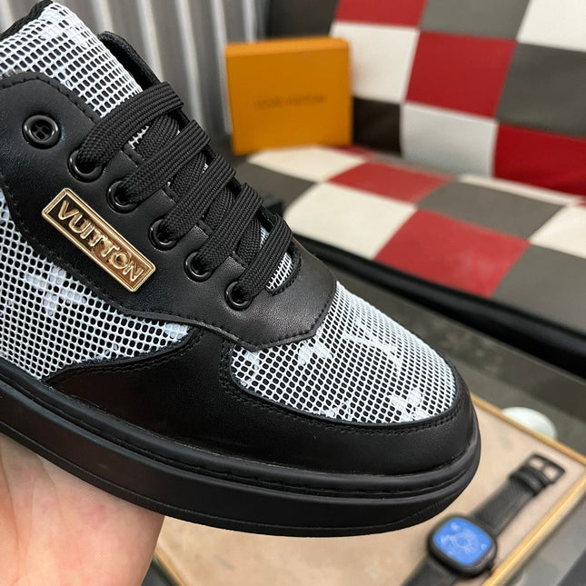LV CLASSIC TRAINERS WHITE MESH AND BLACK CALFSKIN